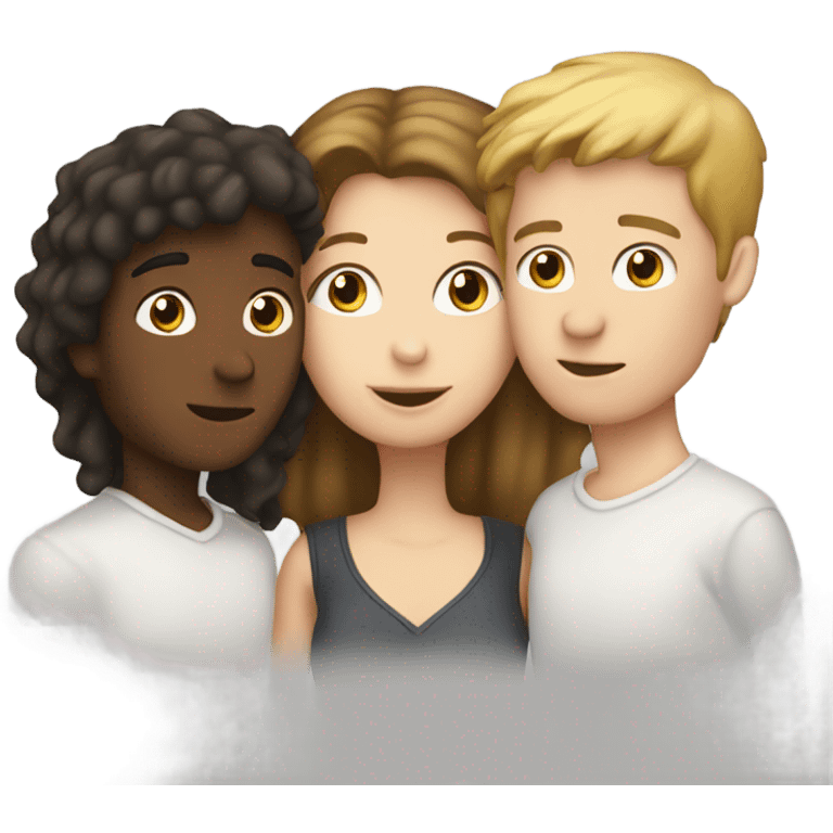 three people kissing two white boys one white girl emoji