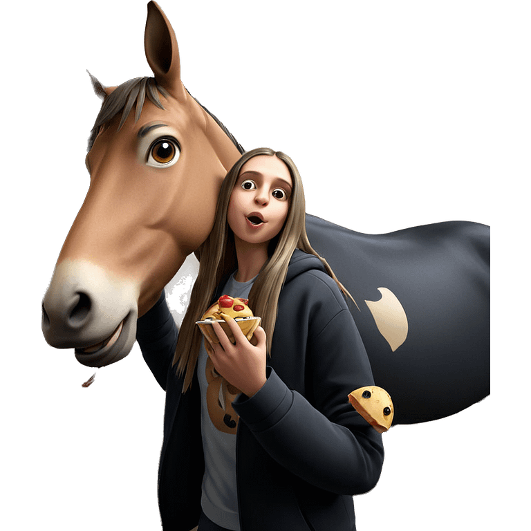 girl with food and animal emoji