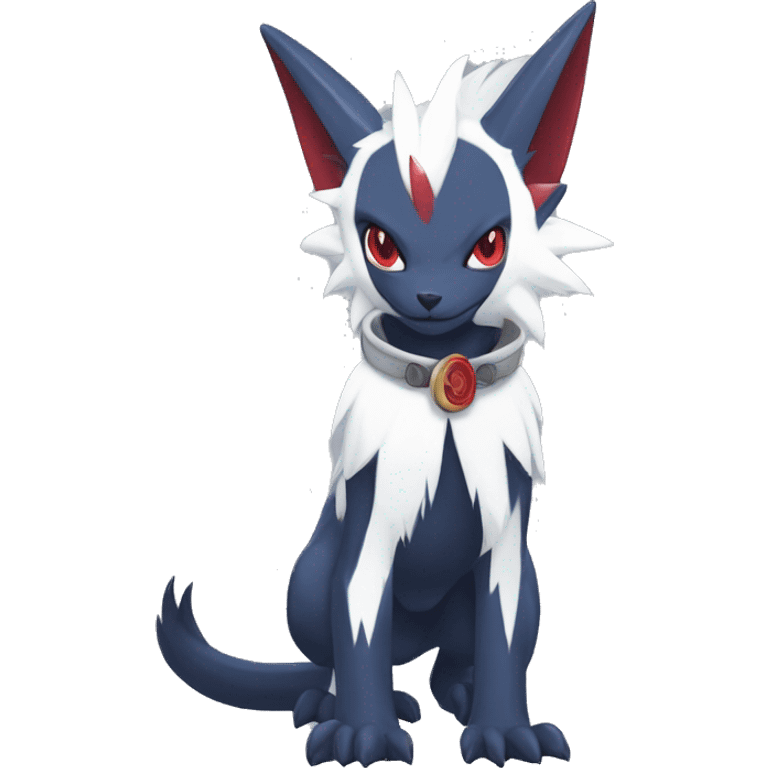 Kawaii Cool Edgy Nargacuga-Absol-Zangoose-Sneasel-Quilava with a collar on, full body emoji