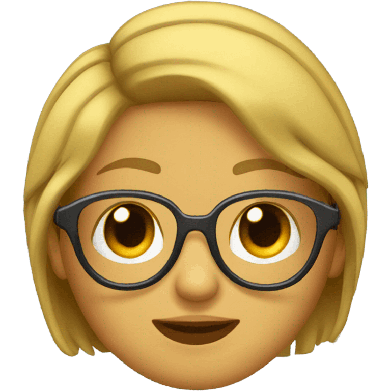 chica colocha con freno y lentes pelo corto emoji