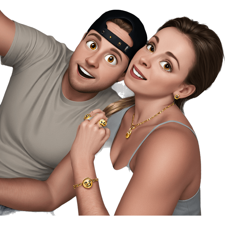 couple selfie with jewelry emoji