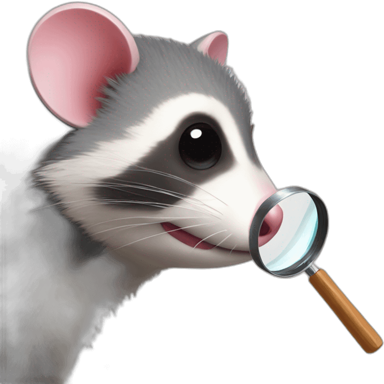 opposum with a magnifying glass emoji