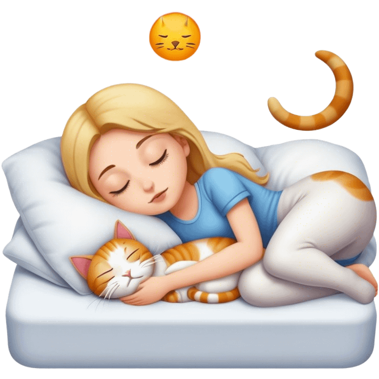 a white girl sleep with a cat emoji