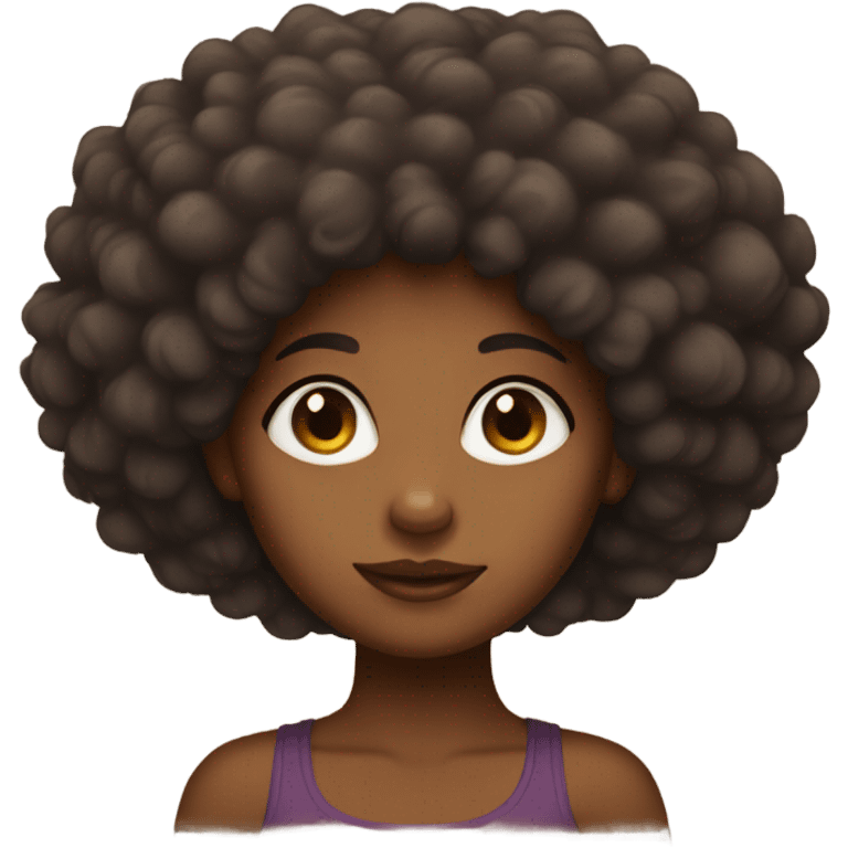 Brown skin girl with a large Afro  emoji