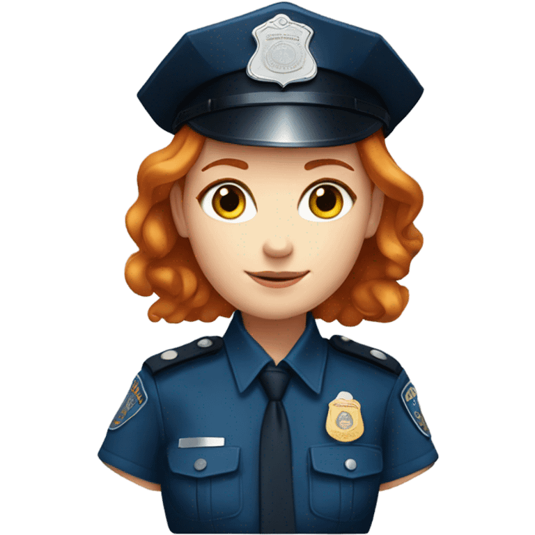 face of ginger girl police officer teen cute blue uniform  policia badge emoji