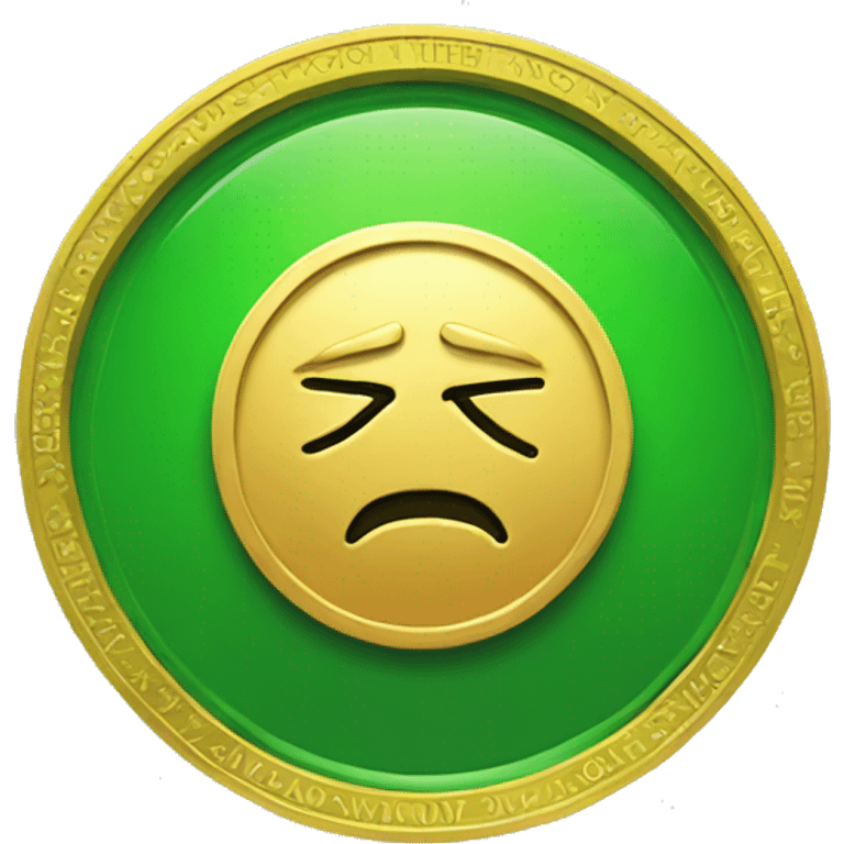 gold coin with UNTHINK written on it and green color  emoji