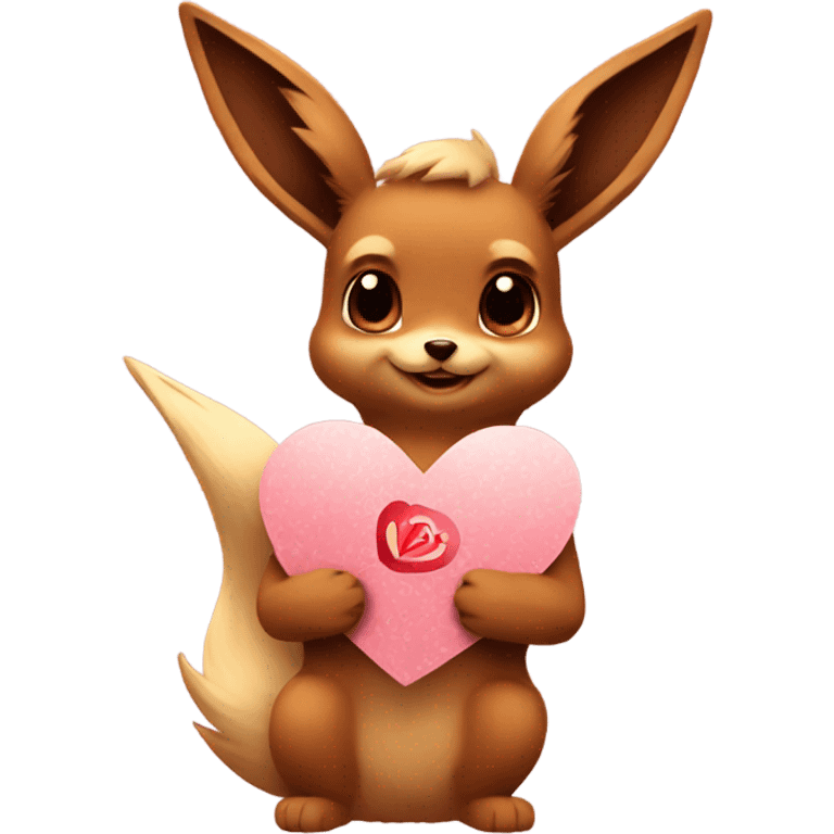 Eevee holding a valentine emoji