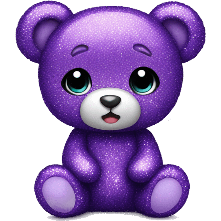 Purple glitter teddy bear cute emoji