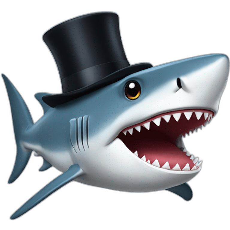 Shark with a top hat emoji