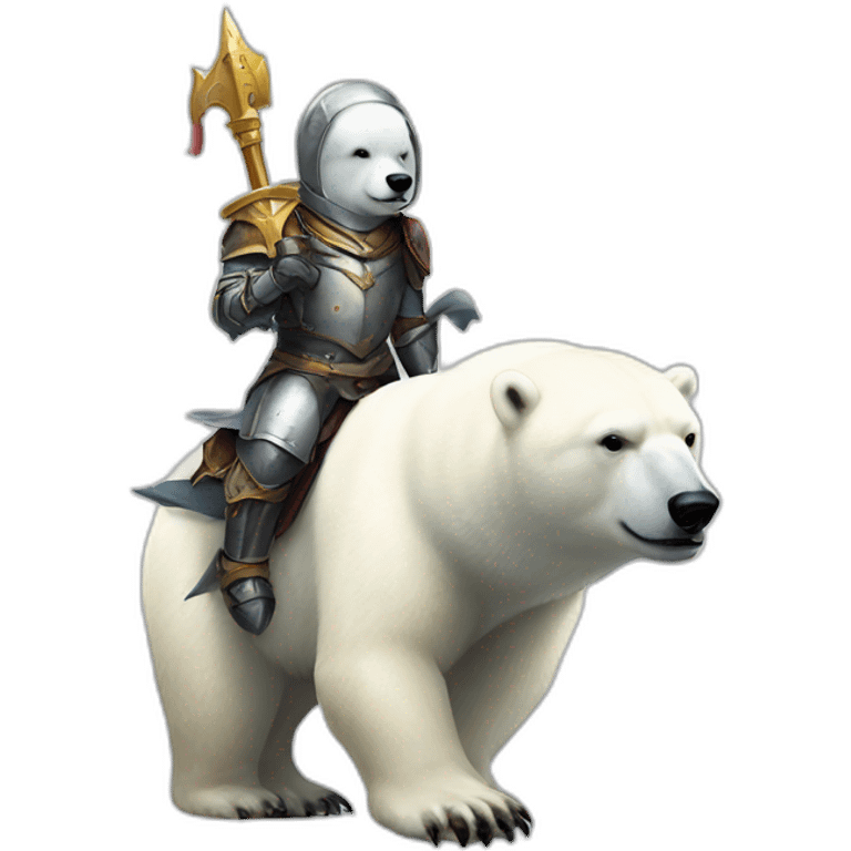 polar bear knight riding a penguin emoji