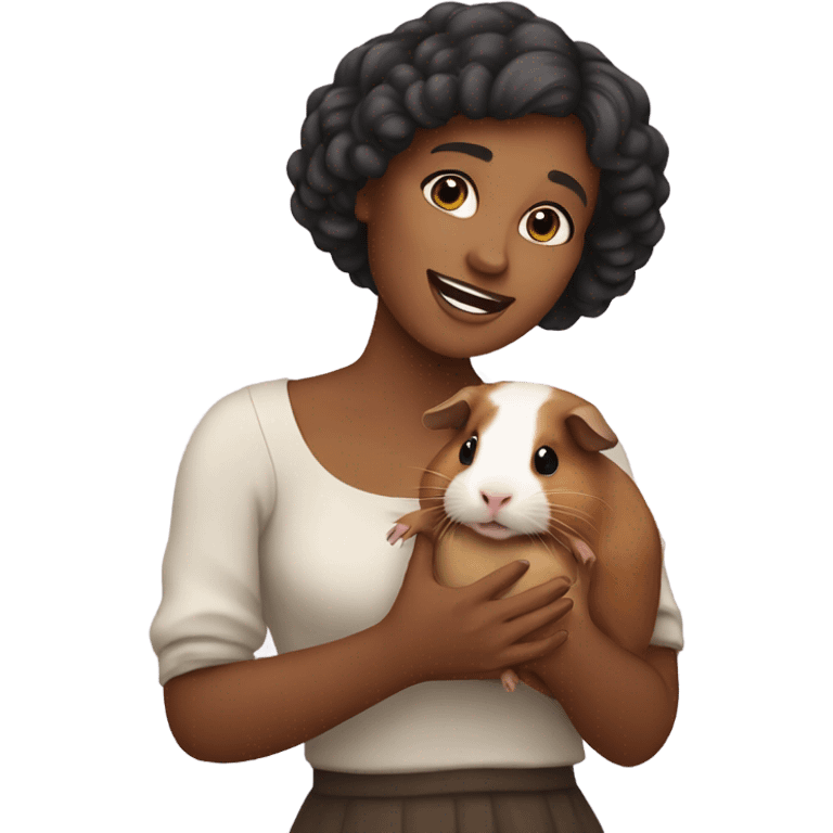 Woman holding a guineapig emoji