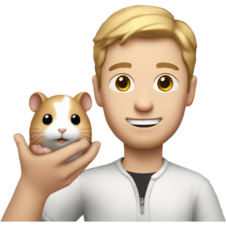 white man holding a hamster in his hand emoji