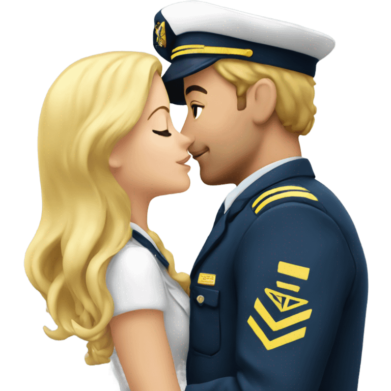 Pilot kissing a pretty blonde emoji