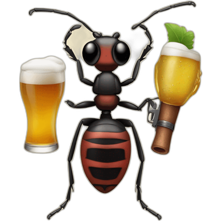 Ant and jaquette and bier and gun emoji