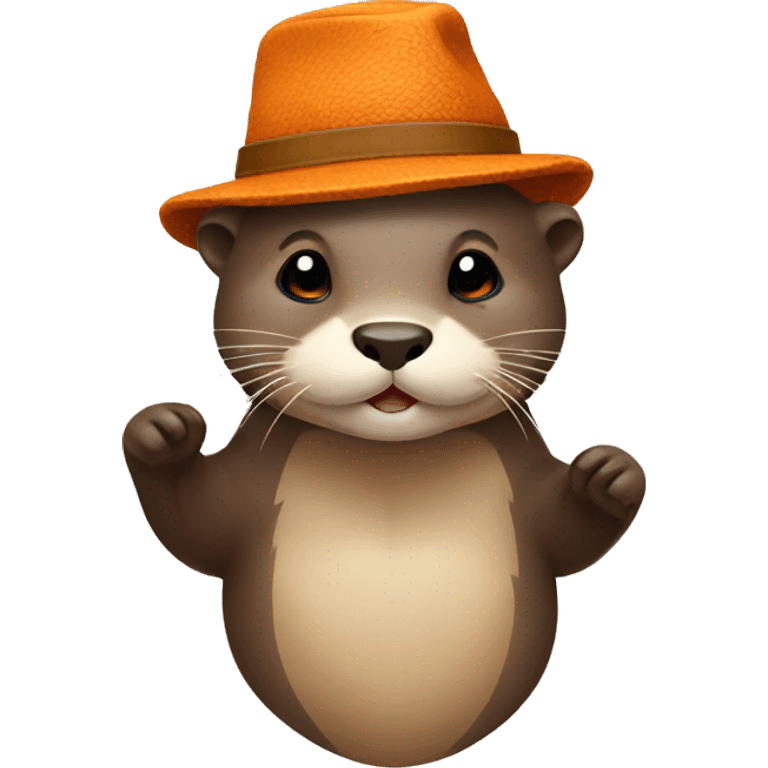 Otter wearing fall hat emoji