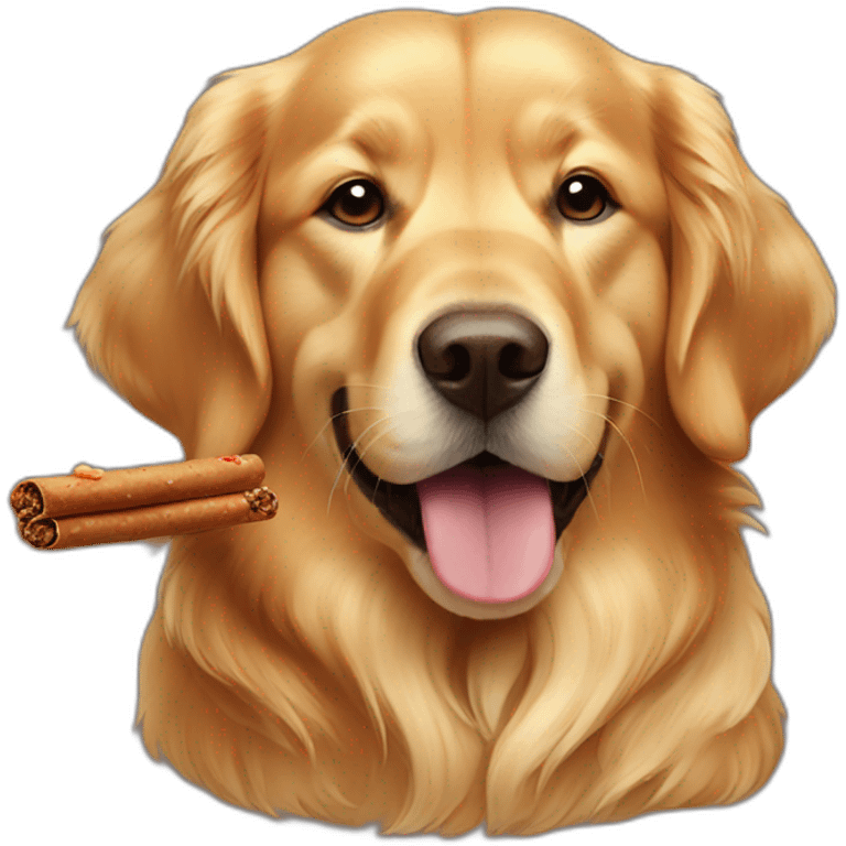 golden retriever eating Moroccan cigar dessert emoji