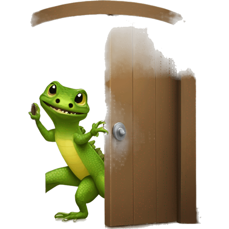 lizzard opening a door emoji