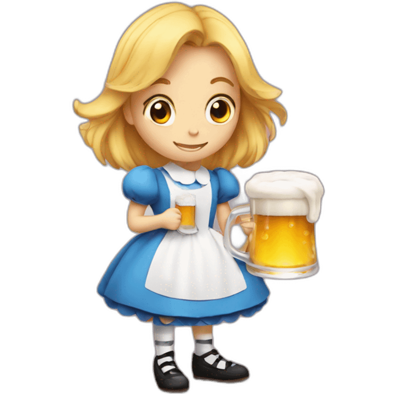 Alice in wonderland with a beer emoji