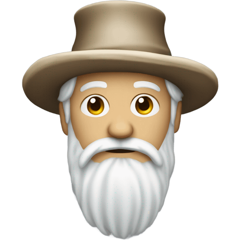 White guy with white beard and raggedy hat with whip  emoji