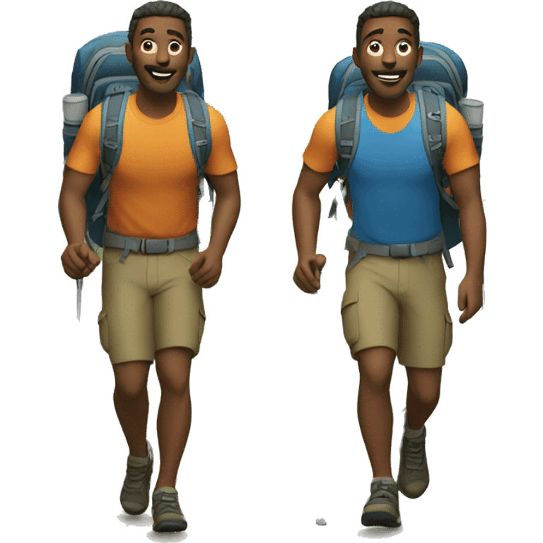 two men hiking emoji