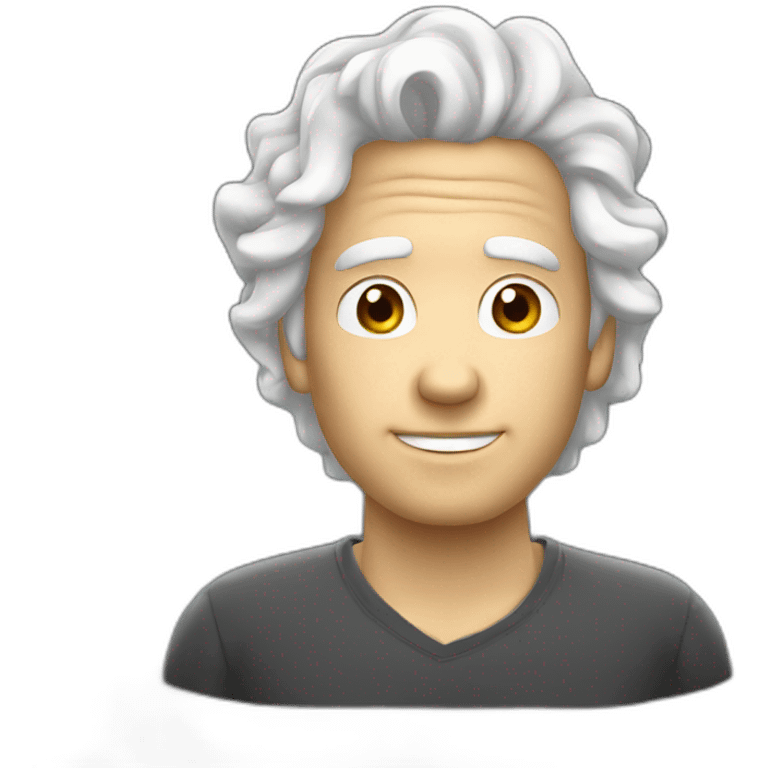 A man with curly white hair without moustache transparent background emoji