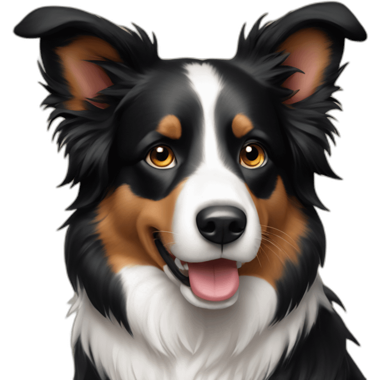 Border collie black and tan ears up emoji