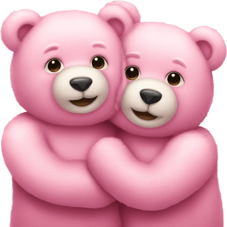 pink pastel two teddy bears hugging emoji