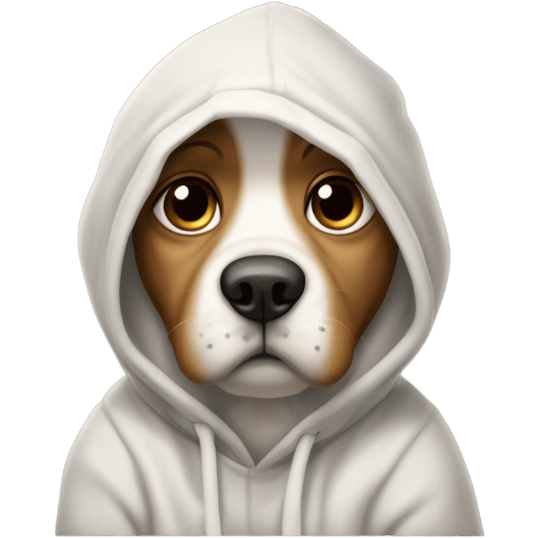 Sad dog wearing a hoodie emoji