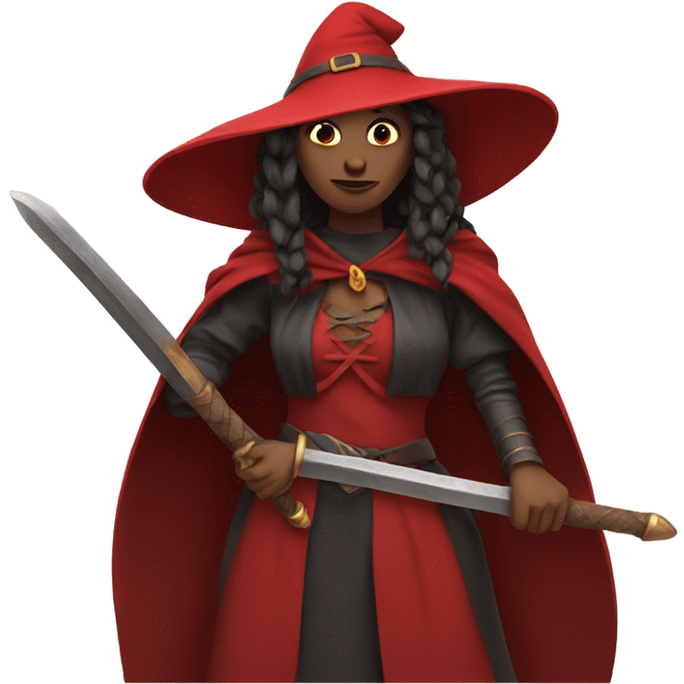 Red witch holding a sword emoji