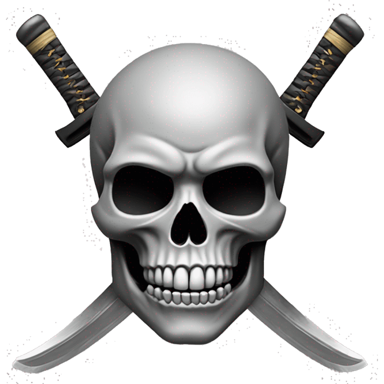 Skull with a katana going through it diagonally, 2d like a pencil drawing.  emoji