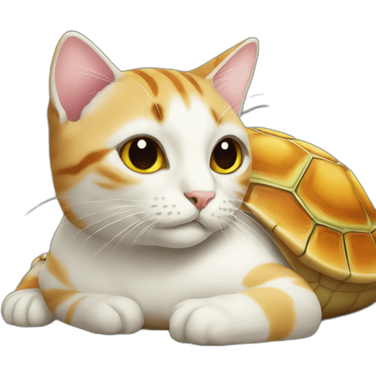 Cat on turtle emoji