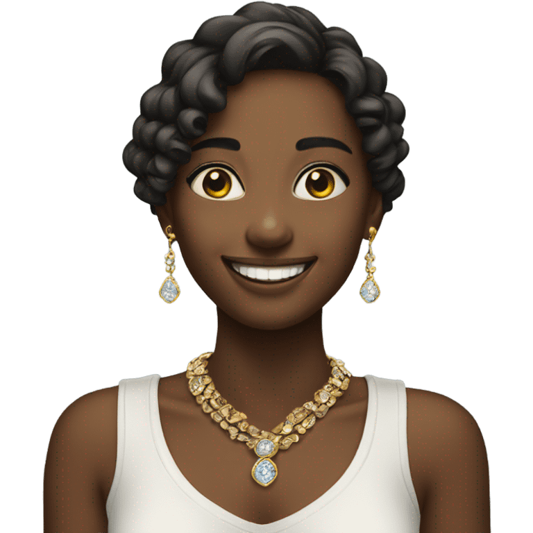 smiling girl with jewelry emoji