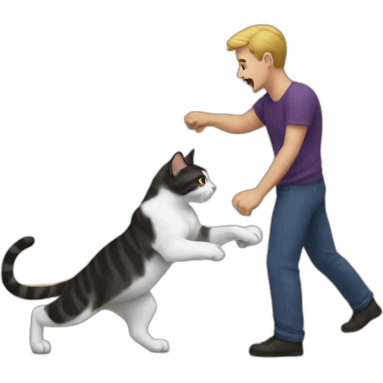 A cat beats a man emoji