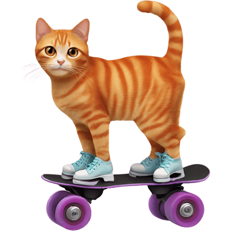 Ginger cat on roller skates emoji