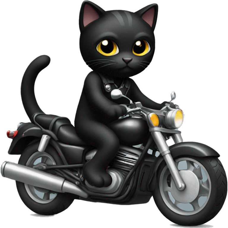 A black cat on a motorcycle  emoji