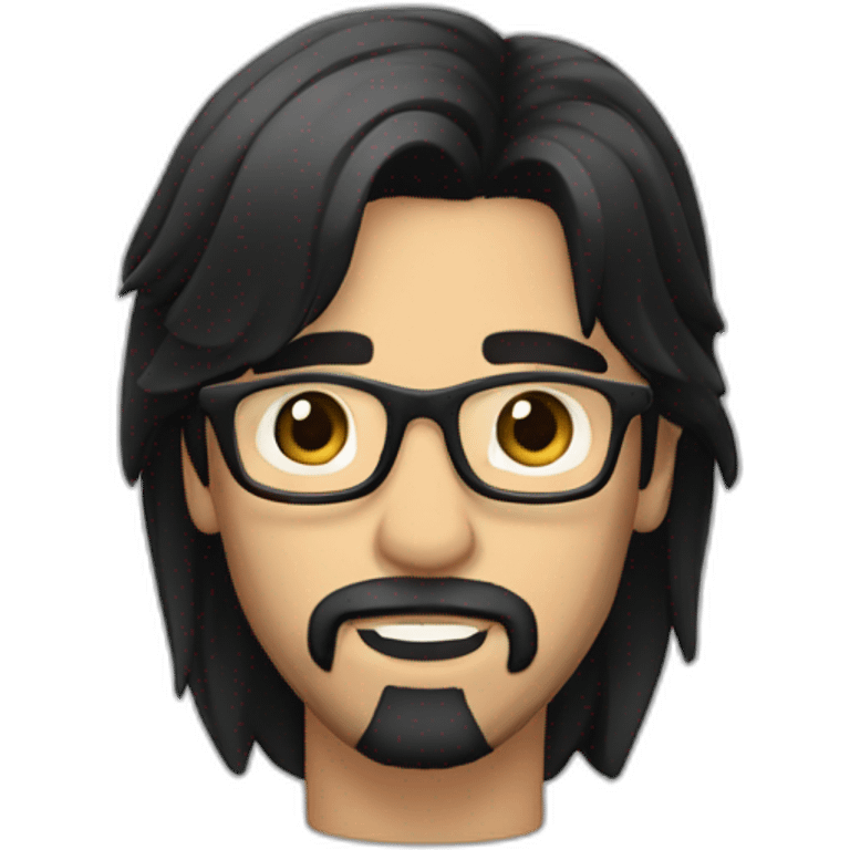 A man with a long black mid hair, some medium glasses, a goatee, hes very handsome emoji