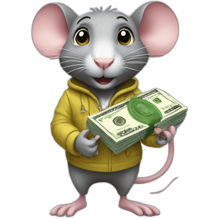 rat holding money and wearing crocs shoes emoji