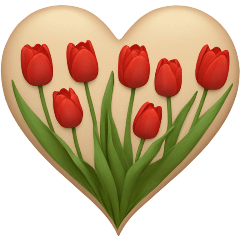 beige heart with tulips red emoji