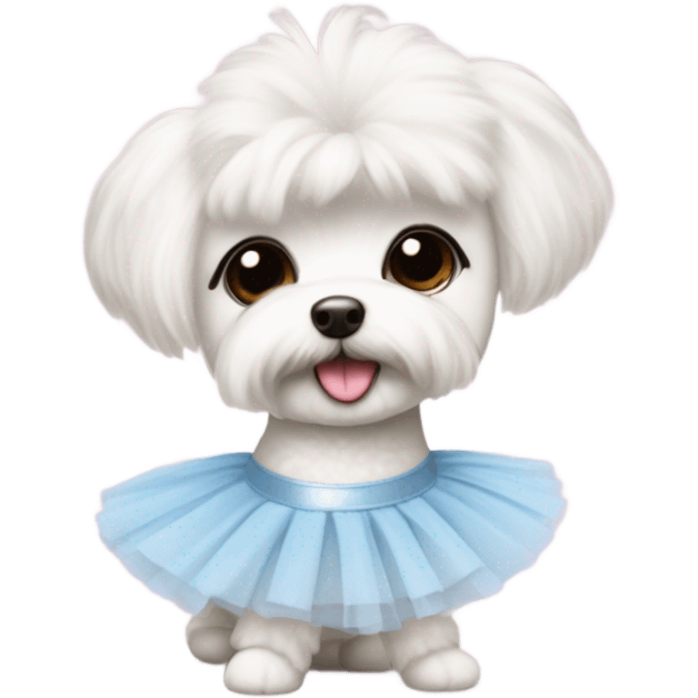 A Maltese bichon dancing ballet, who is very cute emoji