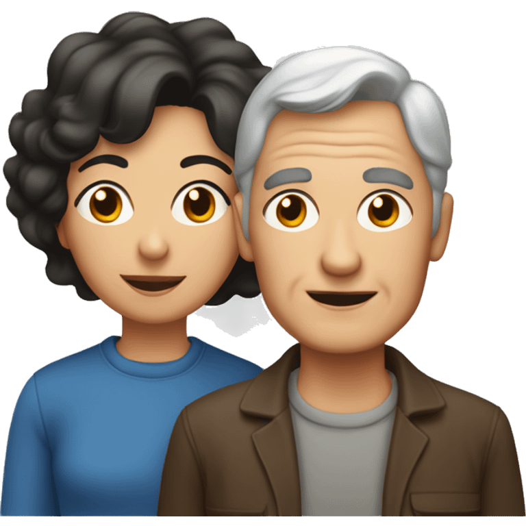 70 year old dark haired mom with her son and his partner emoji