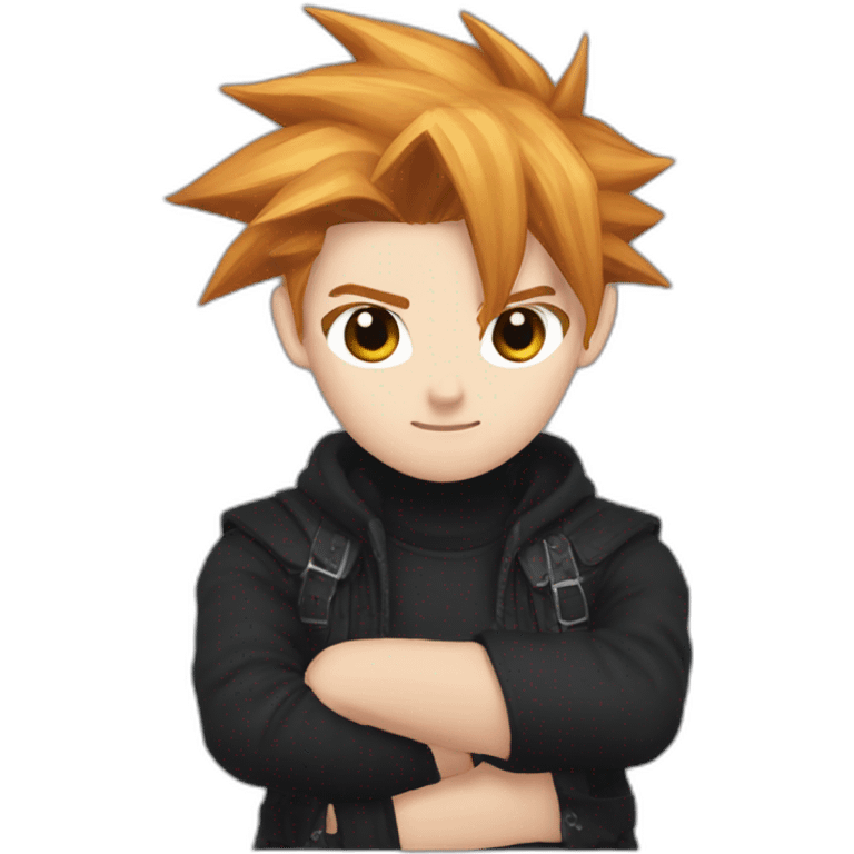 Cloud strife with ginger hair. Eyebrow piercing left eye. Black clothes emoji