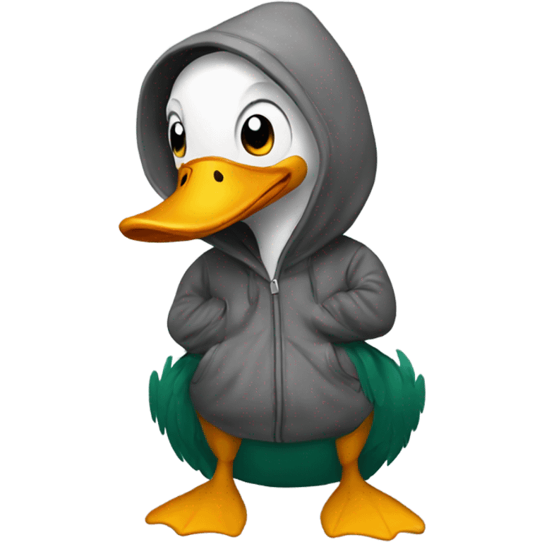 Duck wearing a hoodie emoji