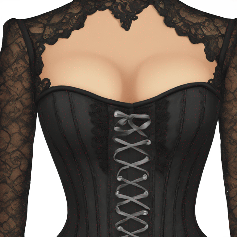 black lace long sleeve corset emoji