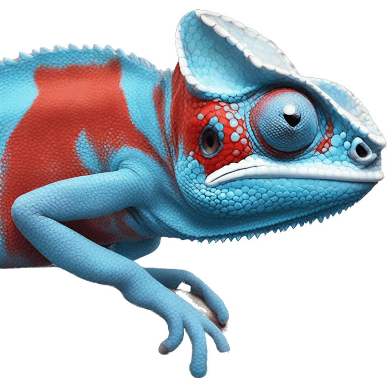 Red and blue colored chameleon  emoji