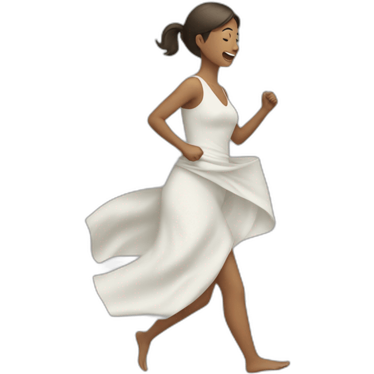 A woman dressing interior cloth, running emoji