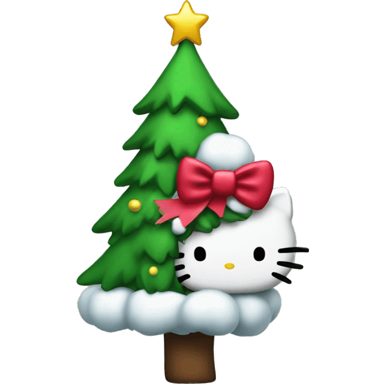 Hello kitty with a christmas tree emoji