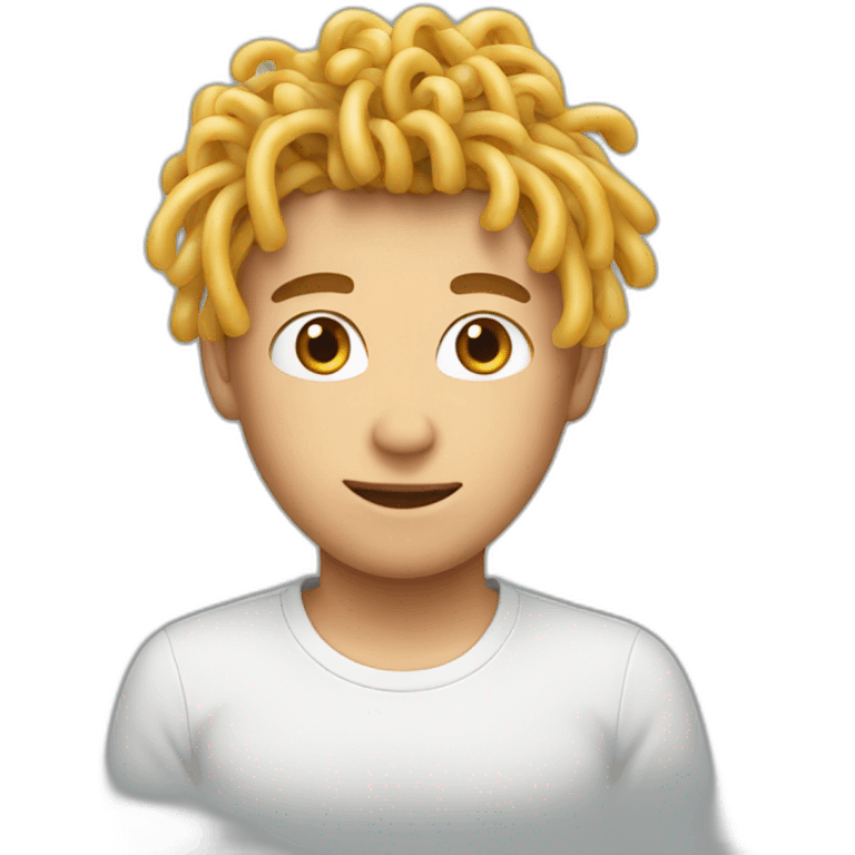 a boy with spaghetti hair emoji