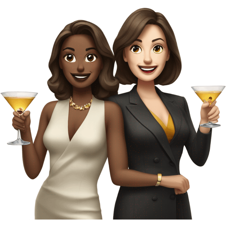 rich caucasian women two friends sipping martinis brunettes emoji