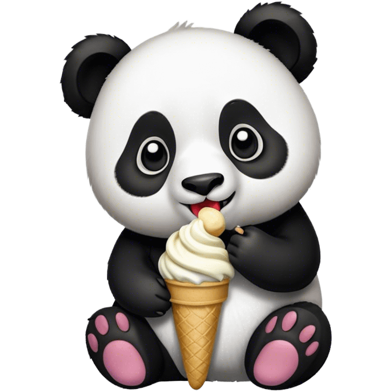 Panda eating ice cream emoji