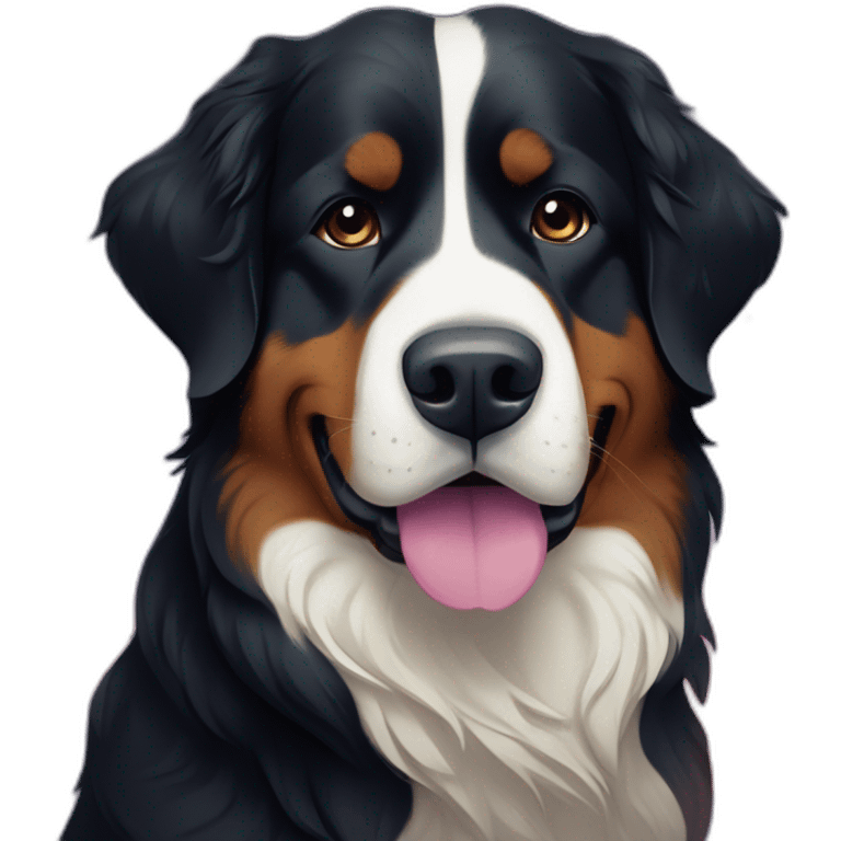 bernese mountain dog under aurora sky emoji